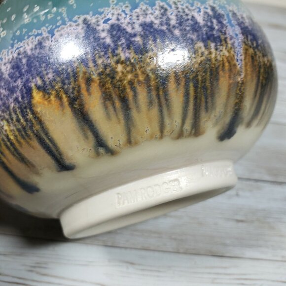 Pamela Rodger Planter Teal Blue Porcelain Bragg Creek AB 4.5" Canadian Pottery - Picture 8 of 10